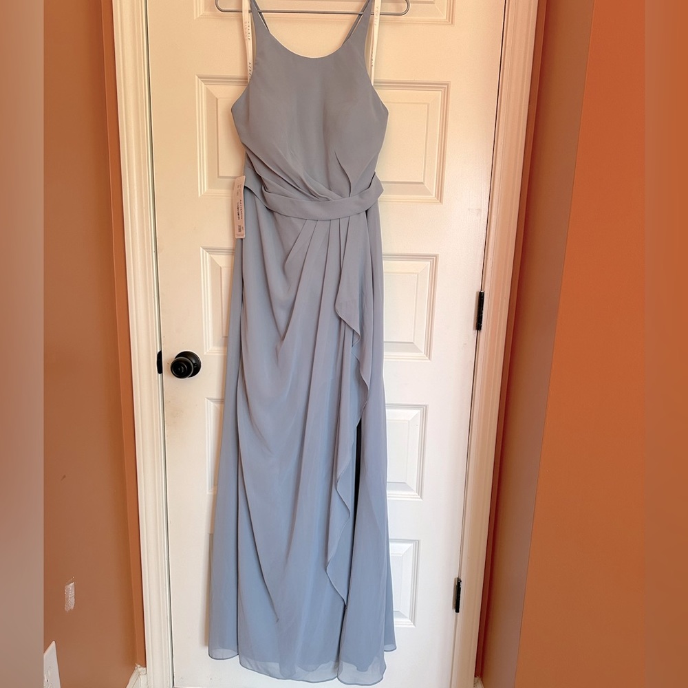 NWT Azazie Cassandra size 10 dusty blue bridesmaid prom formal dress